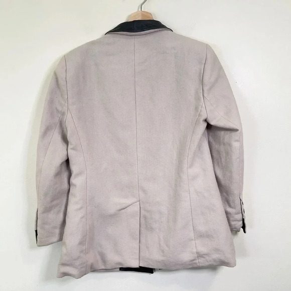 W118 WALTER BAKER | WOOL BLEND FAUX LEATHER TRIM SHAWL COLLAR BLAZER - Picture 13 of 15